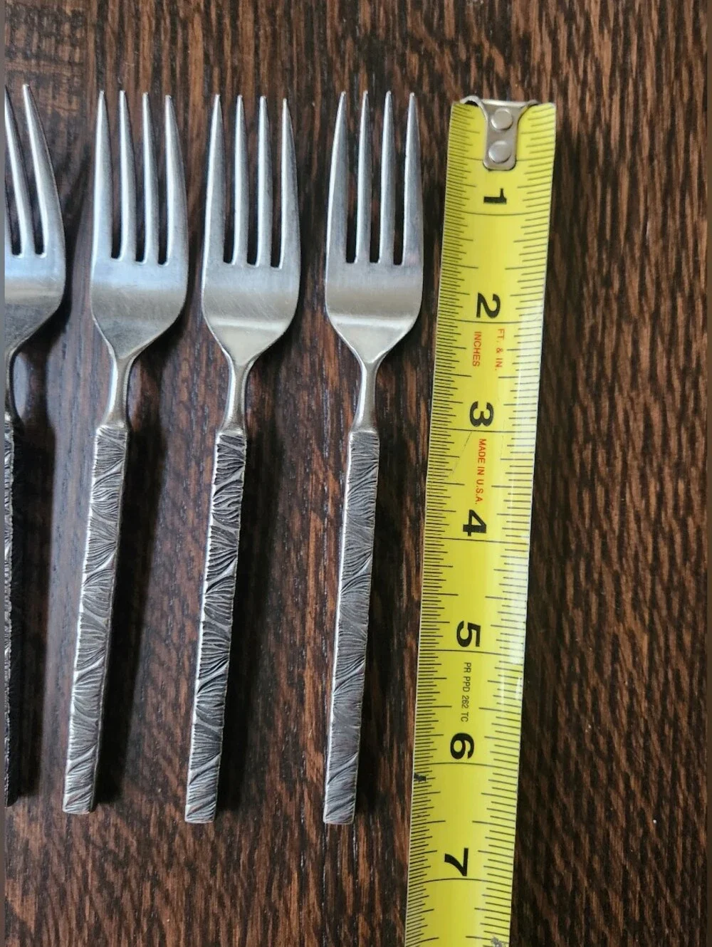 Orleans Silver Stainless Salad Forks Exotic Pattern MCM Set of 6 - EUC $40